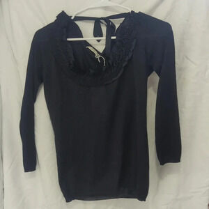 Prada Black Sweater Beaded Neckline Women IT 46P